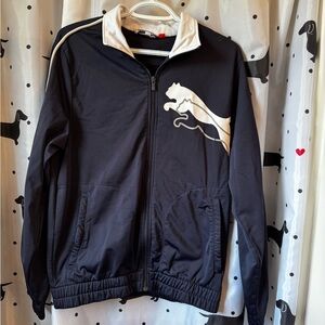 Puma Blue and White Polyester Jacket